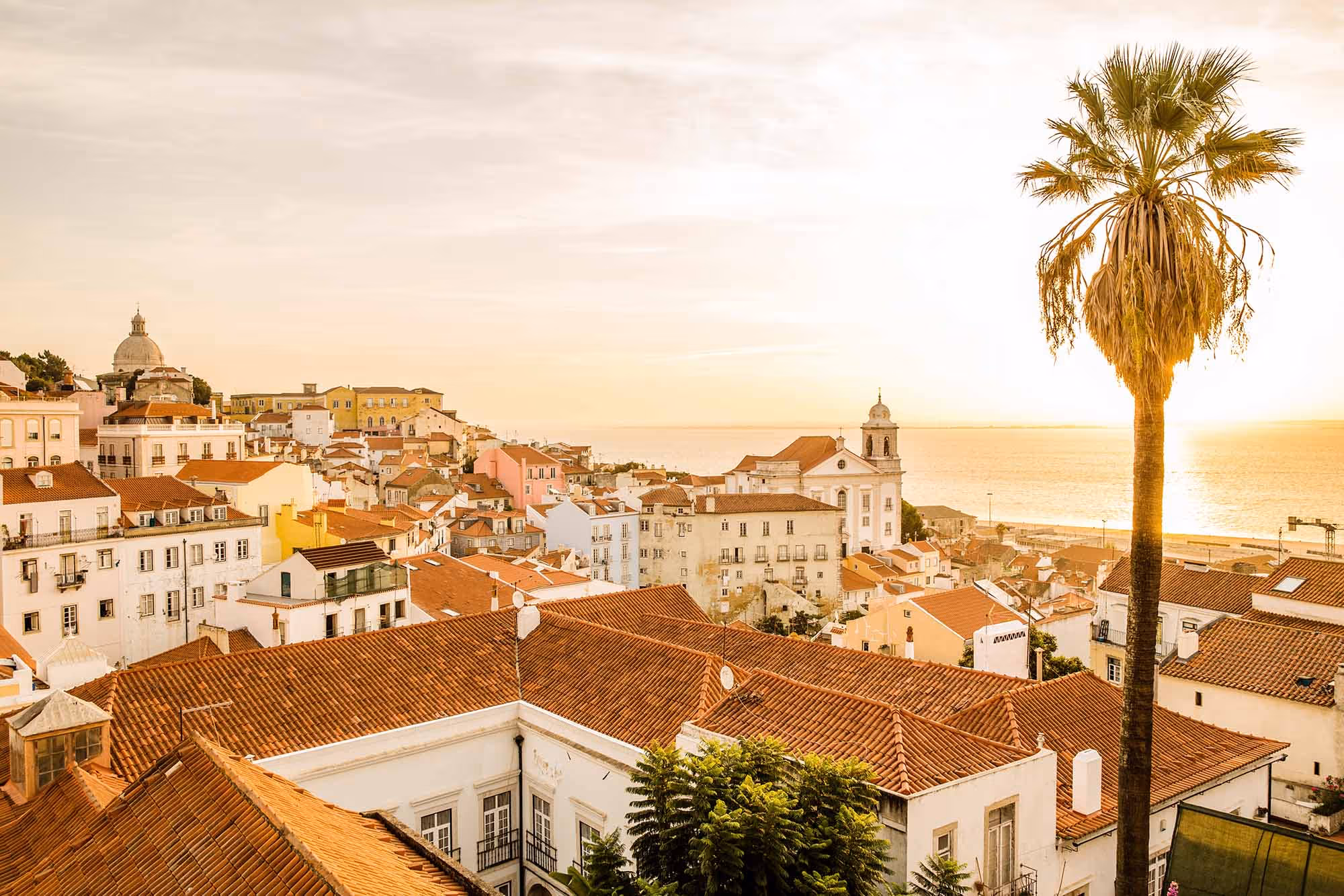 Lisbon rooftops at sunset